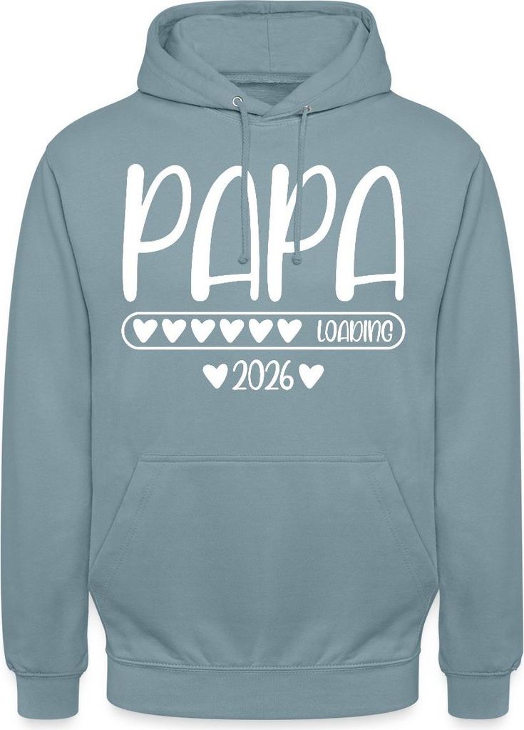 Spreadshirt Papa 2026 loading Uni Hoodie, M, Nebelblau