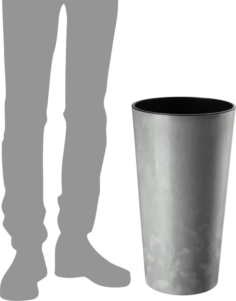 Pot de fleurs 36cm gris léger avec insert - Support fleurs facile à déplacer