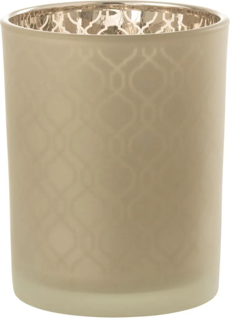 J-Line Photophore Géométrique en Verre Beige Medium - Décoration Chic