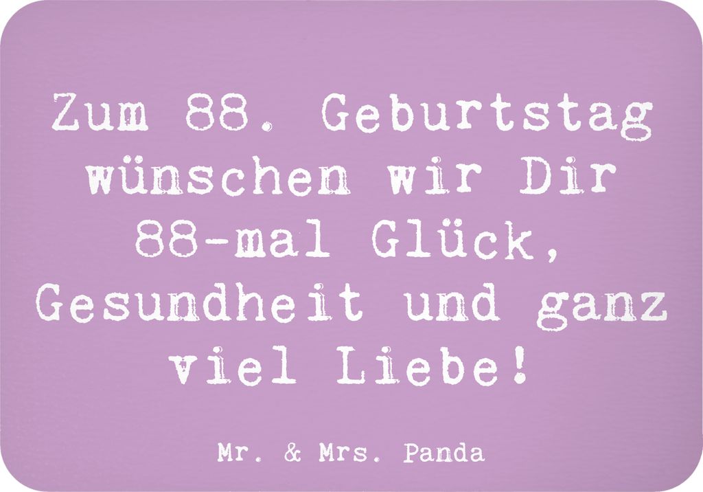 Mr. & Mrs. Panda magnet Spruch 88. Geburtstag Glückwünsche - Lavendeltraum - Geschenk, haftmagnet, Kühlschrankmagnet, Geburtstagsgeschenk, zette...