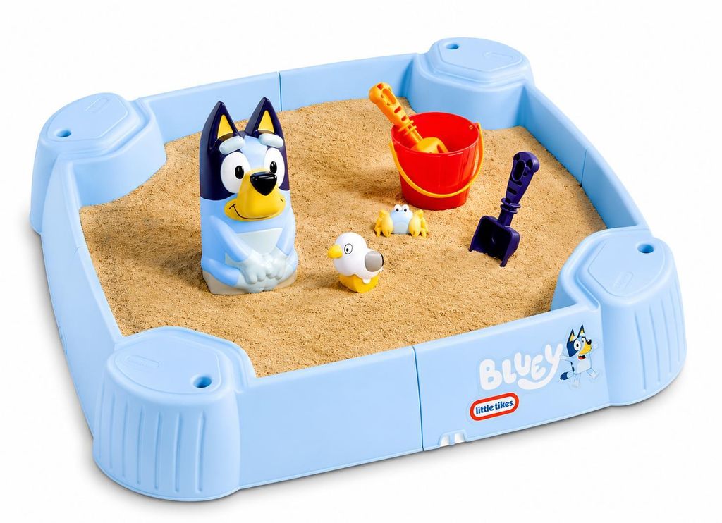 Little Tikes Bluey Beach Day Sandbox - Mit 6 Zubehörteilen, Aktives Spielen mit Bluey, für Jungen und Mädchen von 1-6 Jahre
