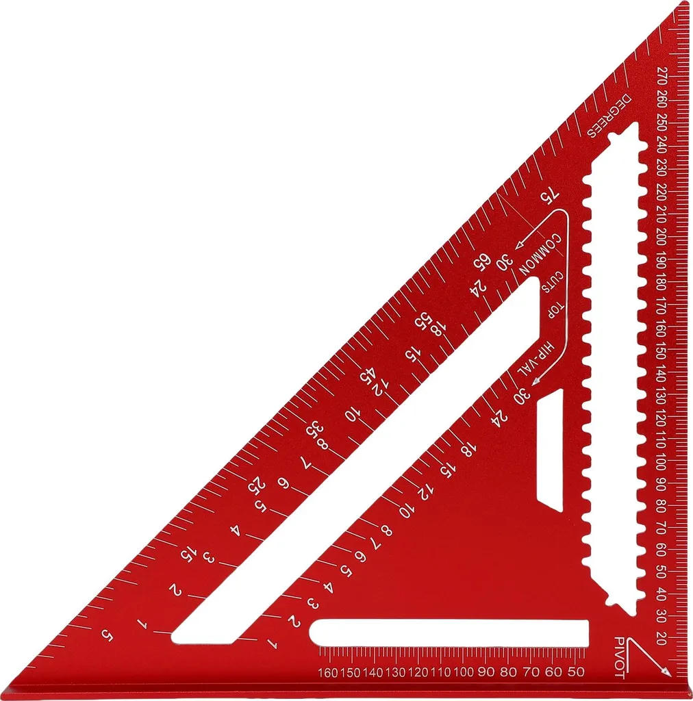 Équerre de charpente 12 pouces en aluminium rouge pour traçage précis