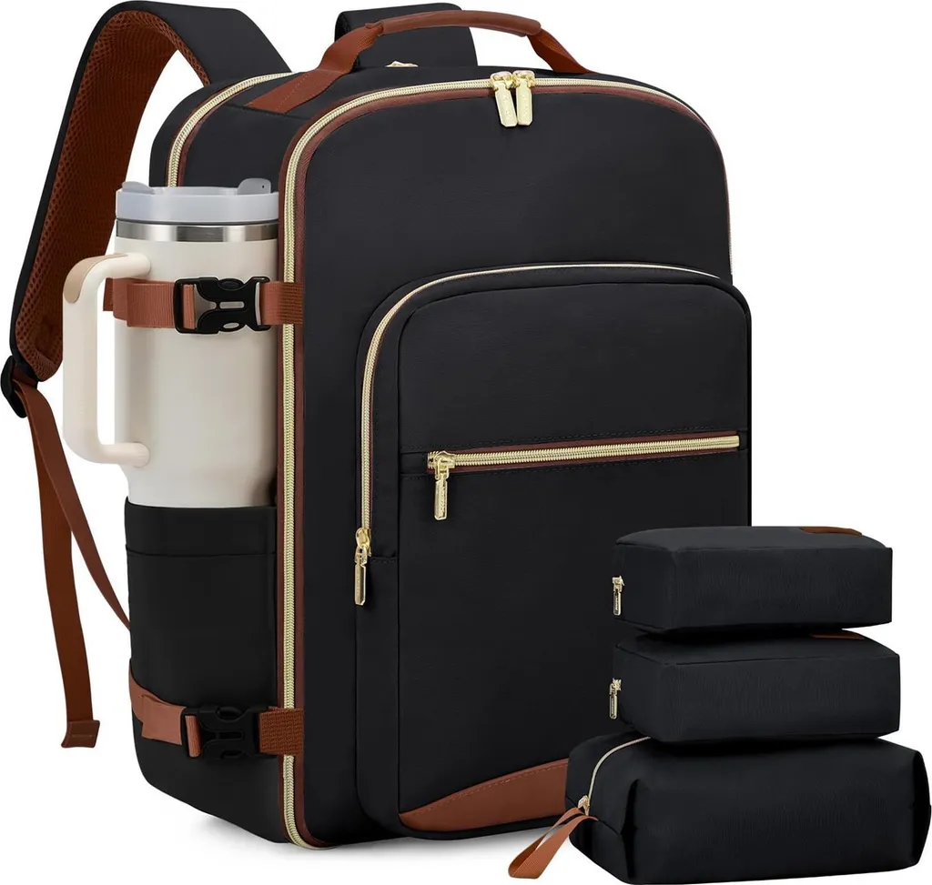 ASKSA Sac à dos voyage 40L pour ordinateur 17 pouces cabine avion Noir