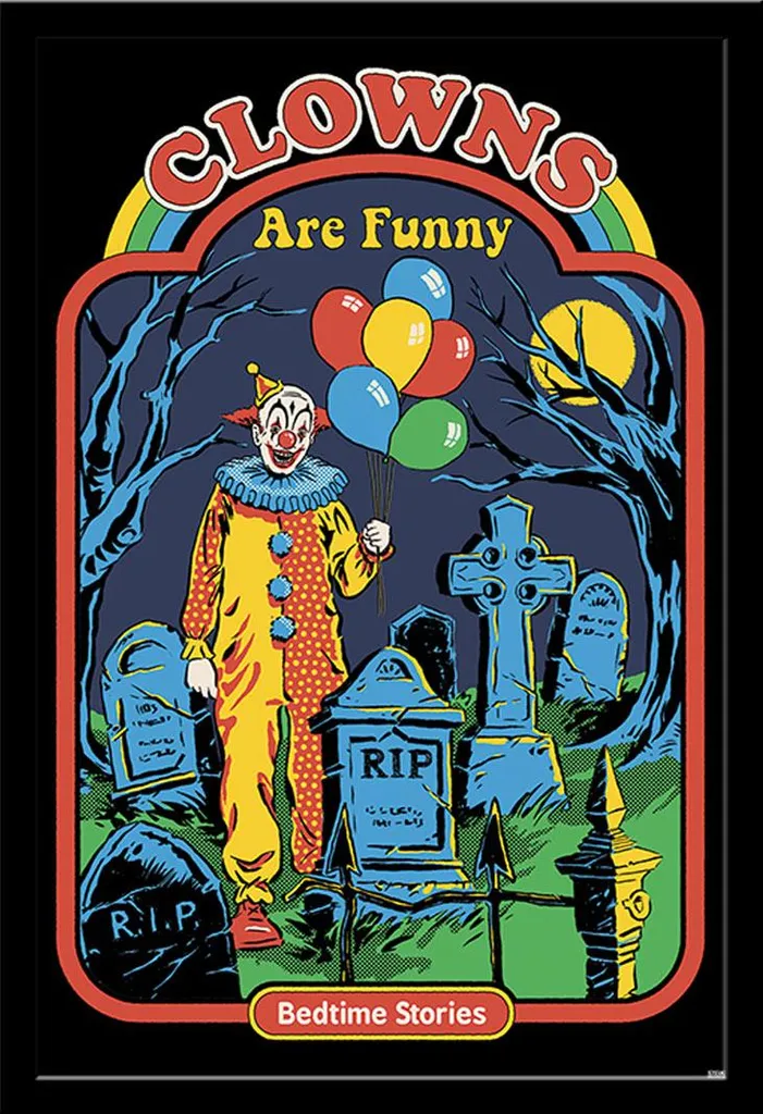 Poster Clowns are Funny Steven Rhodes sous Cadre Noir Shinsuke Acrylique