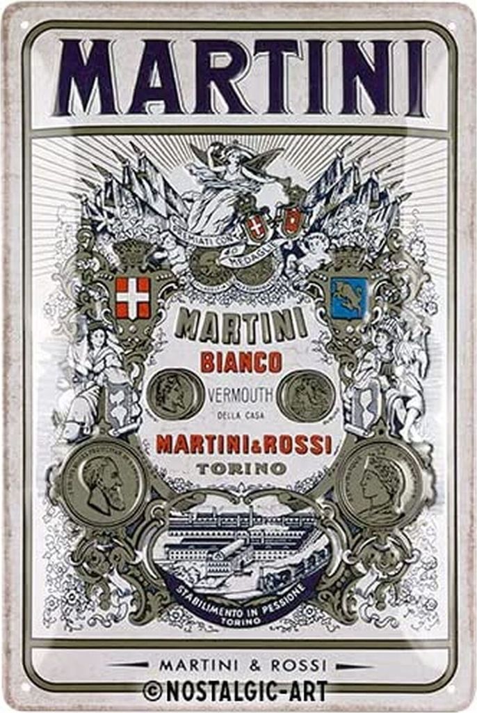 Nostalgic-Art - Blechschild 20 x 30cm - Bacardi - Martini - Bianco Vermouth Label