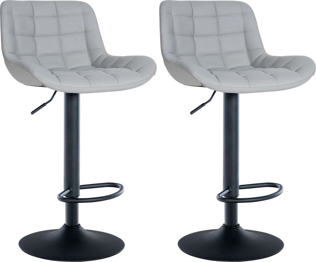 CLP 2er Set Barhocker Tover 360° drehbar und in der Höhe verstellbar grau Material Kunstleder