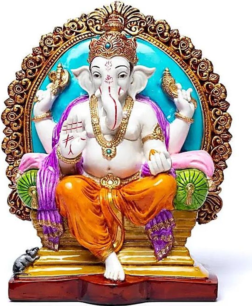 Ganesha auf Thron – 28 x 23 cm