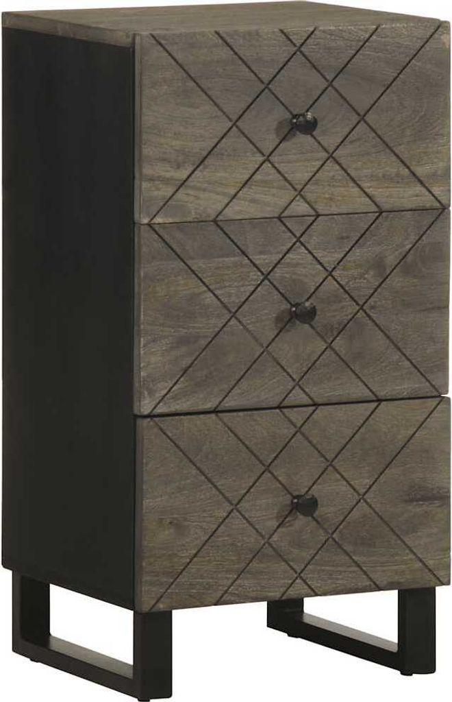 Design Sideboard Schwarz 40x33x75 cm Massivholz Mango, CD- & DVD-Regale 2024 Neu