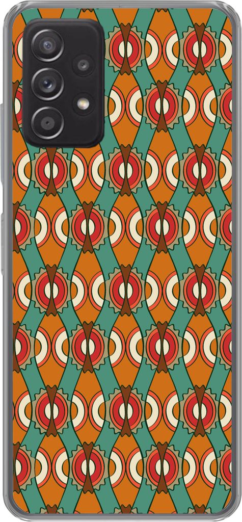 MuchoWow Handyhülle Schutzhülle Hülle für Telefoonhoesje Samsung Galaxy A33 5G Design - Retro - Orange - Abstrakt Silikon Softcase Handy Hül...