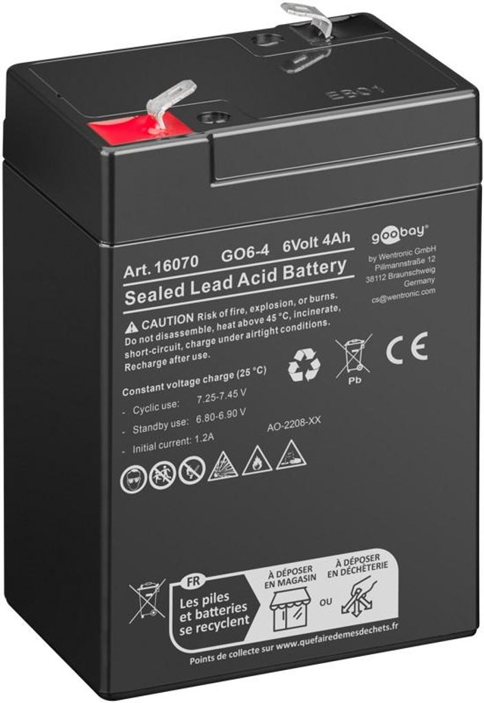 Goobay Faston (4,8 mm) Batterie au plomb rechargeable Image du produit 