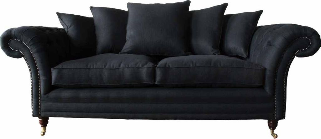 Sofa Textil Stoff 3 Sitzer Couch Designer Sitz Polster Schwarz xxl big