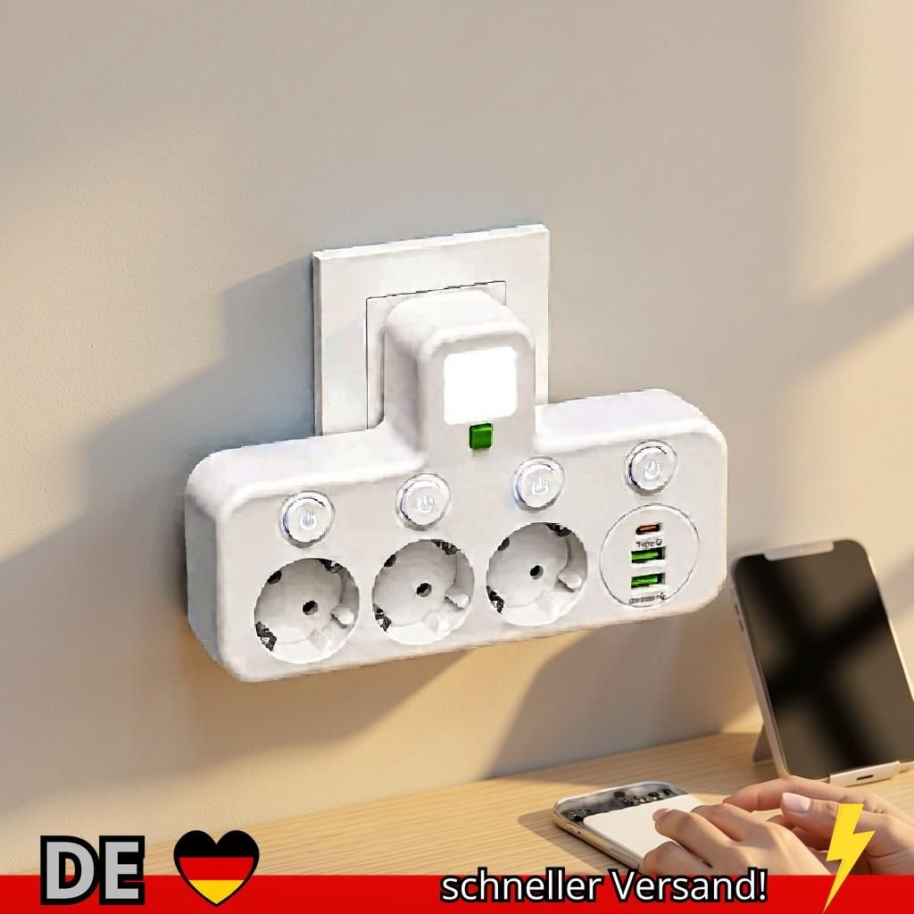 EU AC Stecker Power Streifen Wand Montiert Unabhängige Schalter Multitap