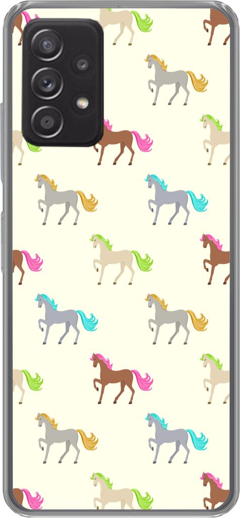 MuchoWow Handyhülle Schutzhülle Hülle für Telefoonhoesje Samsung Galaxy A53 5G Mädchen - Pferde - Muster - Mädchen - Kinder - Kinder Siliko...