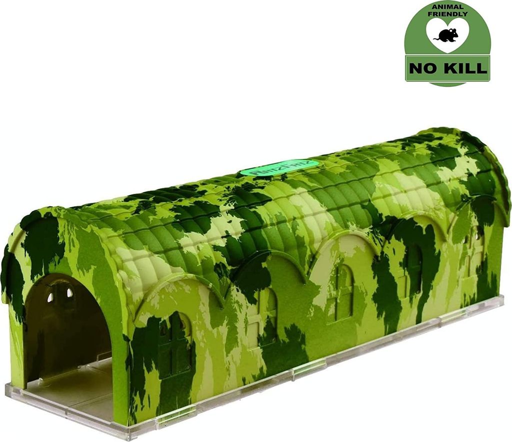 RatzFatz Premium Mausefalle Lebend Lebendfalle Wiederverwendbar. Camouflage, Außen und Innen, Innovativer Mechanismus, Modell Rambo MBC-01