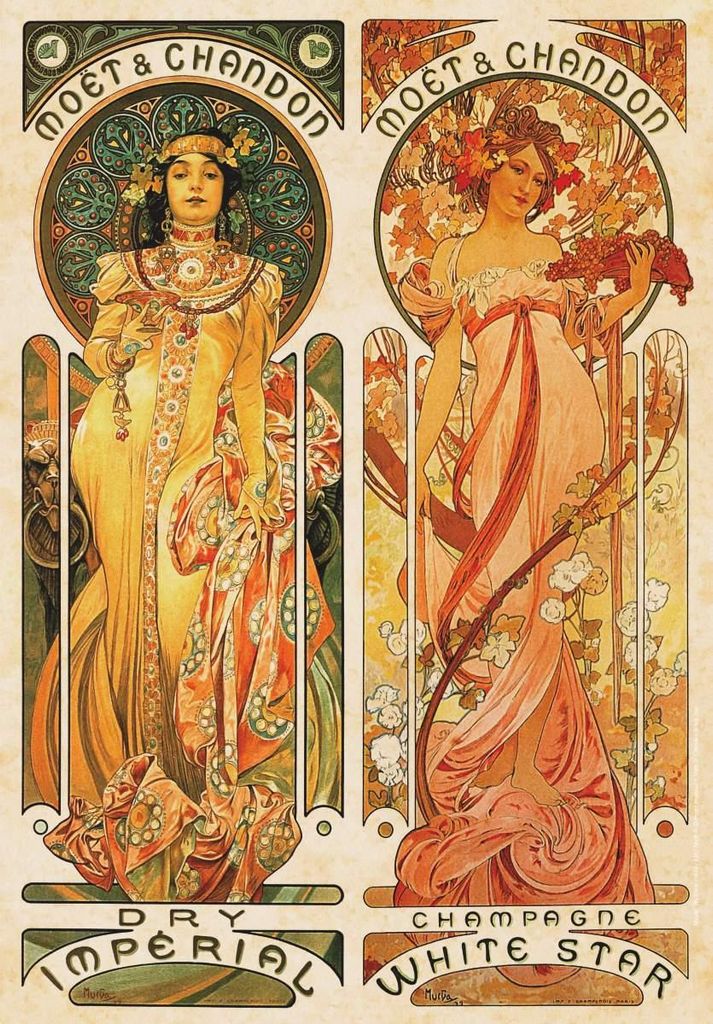 D-Toys Puzzle Alphonse Mucha Kunst Moet et Chandon crémant impérial 1000 Teile