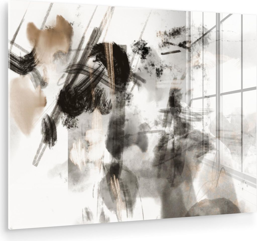 MuchoWow Glasbilder - Bilder auf Wandbild - Foto auf Glas Malerei - Farbe - Schwarz und Weiß - Kunst 40x30 cm Wanddekoration aus Glas - Acrylglasb...