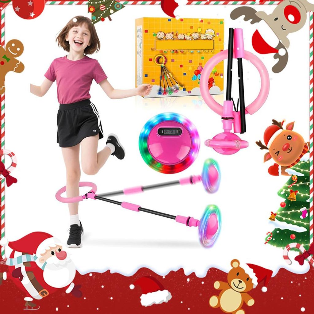 Kinder Blinkender Springring Fußkreisel mit Zähler, Weihnachten Ostern Geschenke