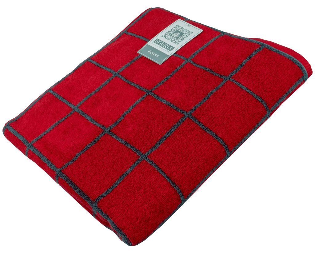 Egeria Duschtuch Karino 70 x 140 cm rot modern kariert, rot, grau