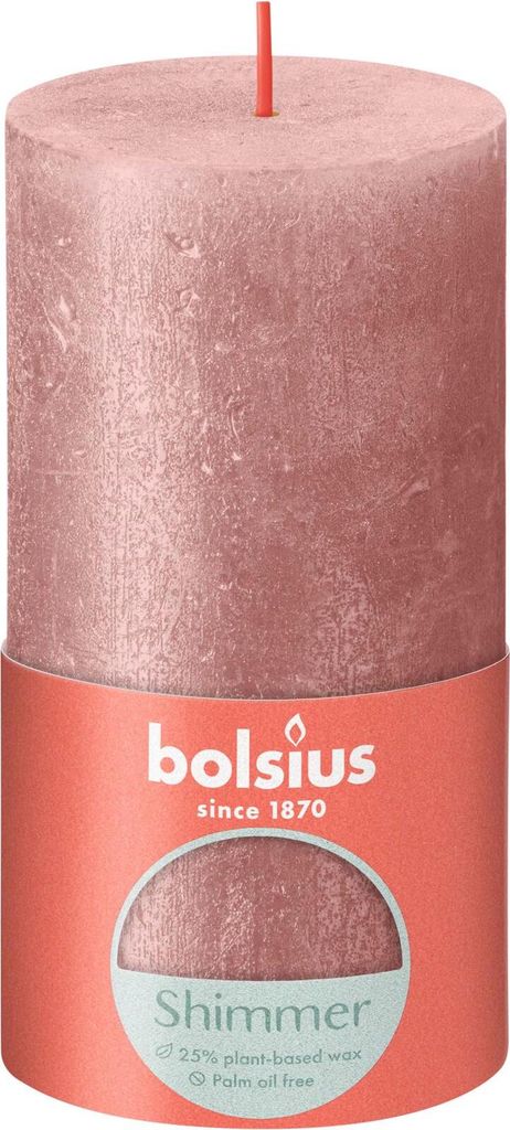 BOLSIUS Rustikale Stumpenkerze, Samt Rot – 13 X 7 Cm, Pflanzliches Wachs