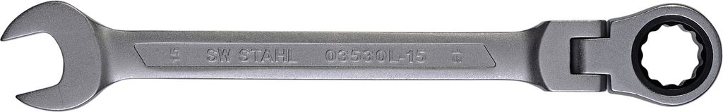 SW-Stahl 03530L-15 Gabelringratschenschlüssel, 15 mm, mit Gelenk