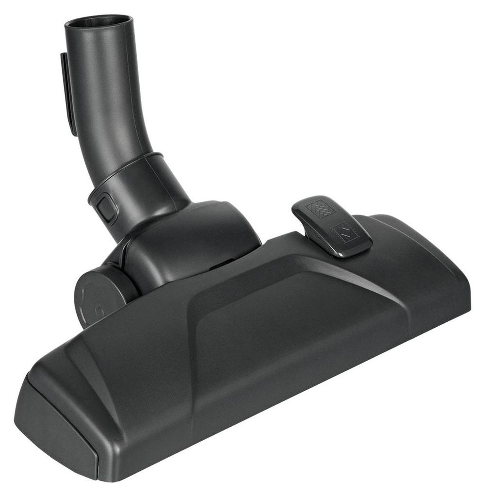 A black vacuum cleaner nozzle is shown against a white background.