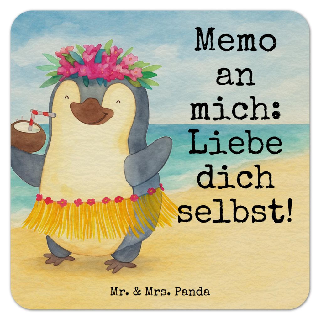 Mr. & Mrs. Panda Tischuntersetzer Pinguin Kokosnuss Design 25er Set - Weiß - Geschenk, Tassenuntersetzer, Urlaub, glücklich, Getränkeuntersetzer...