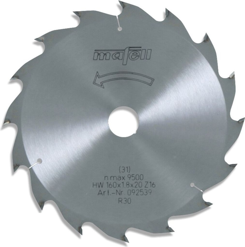 mafell Sägeblatt-HM 160 x 1,2/1,8 x 20 mm, Z 16, WZ, für Längsschnitte in Holz - 092539