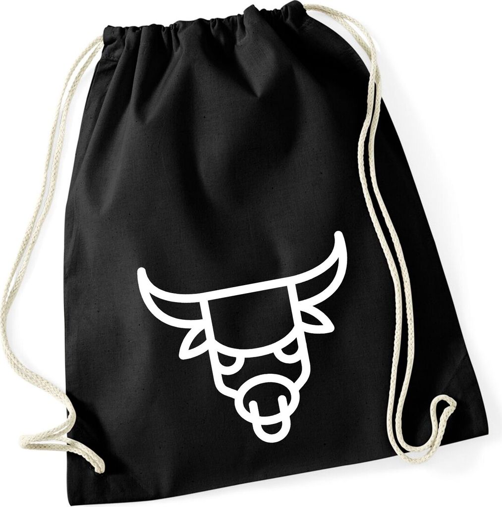 Huuraa Turnbeutel Stier Sternzeichen Symbol 12 Liter Black Baumwolle Rucksack Geschenkidee