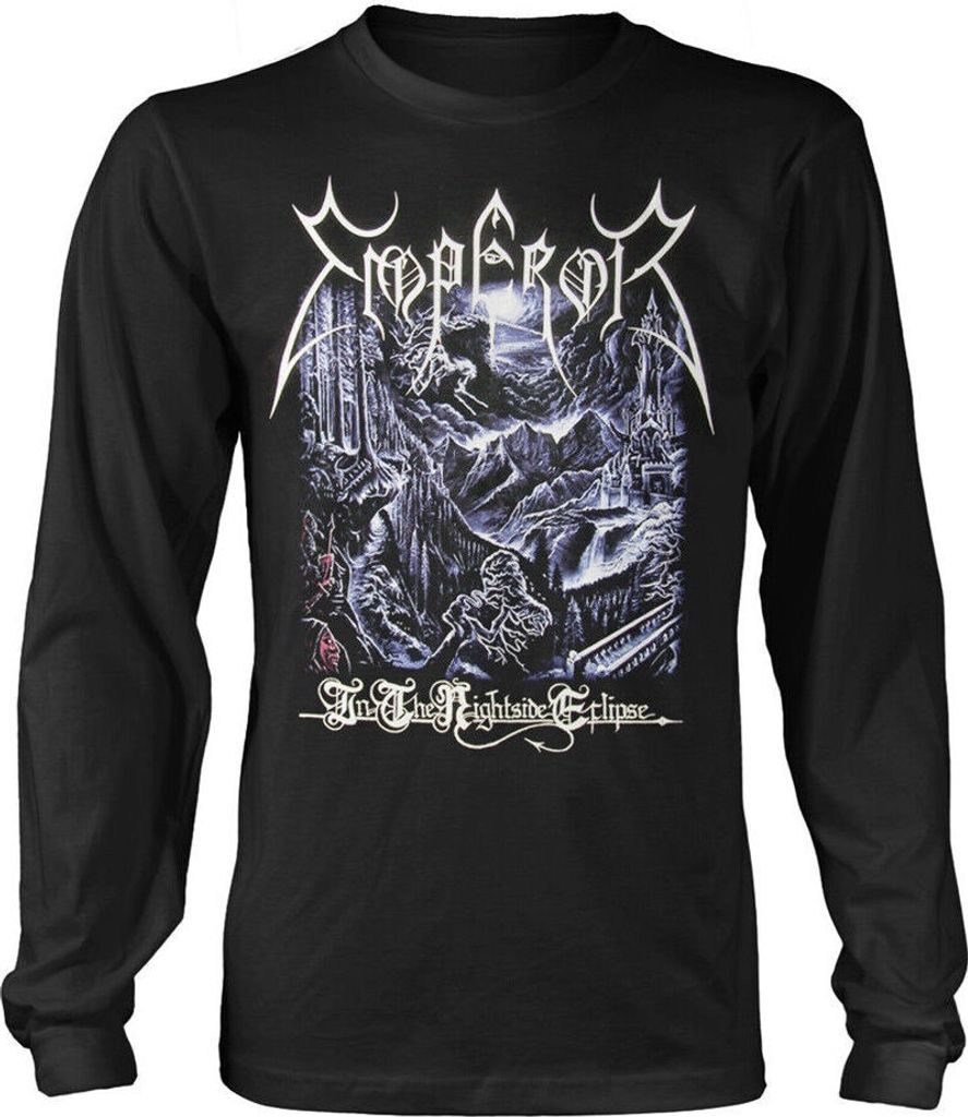 Emperor - "In The Nightside Eclipse" T-Shirt für Herren/Damen Uni Langärmlig PH1254 (L) (Schwarz)