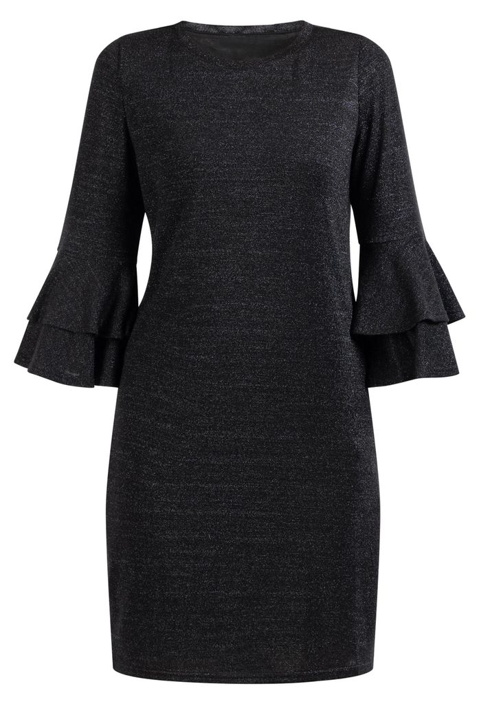 Jeona damen kleid midi - schwarz, XL