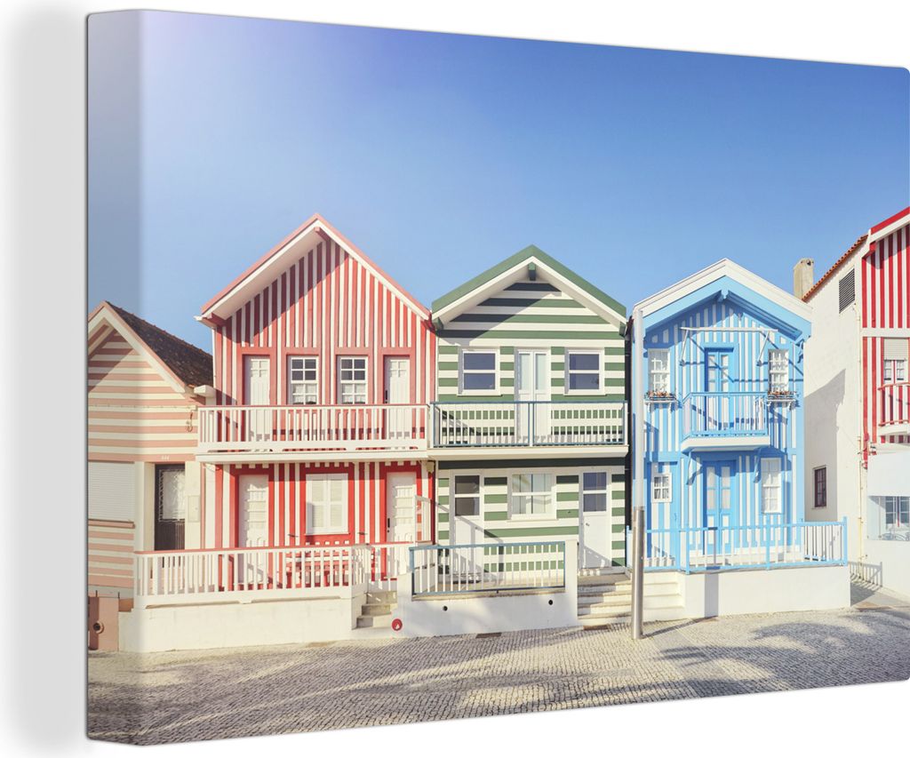 OneMillionCanvasses - Leinwandbilder - 140x90 cm, Strand - Haus - Farben, Wandbilder Kunstdruck Wanddekoration