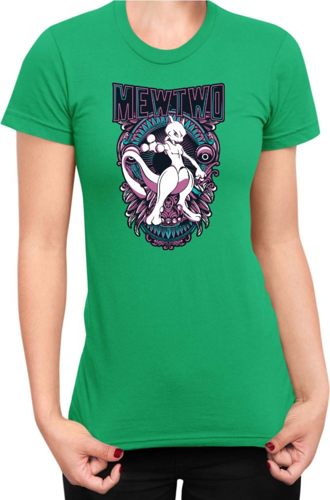 Damen T-Shirt Japan Anime Manga Pokemon Mewtwo, Lady XL / Grün