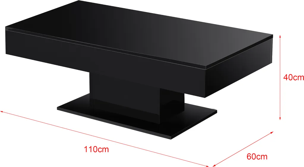 Table basse noire avec rangements 2 compartiments modulables 110x60cm - 3