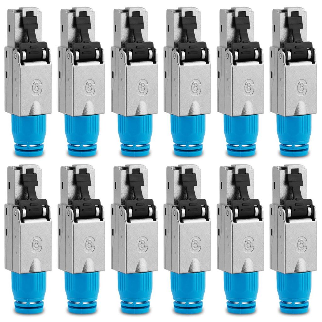 Netzwerkstecker RJ45 Stecker Cat8 CAT8.1 12 Steckverbinder werkzeuglos geschirmt