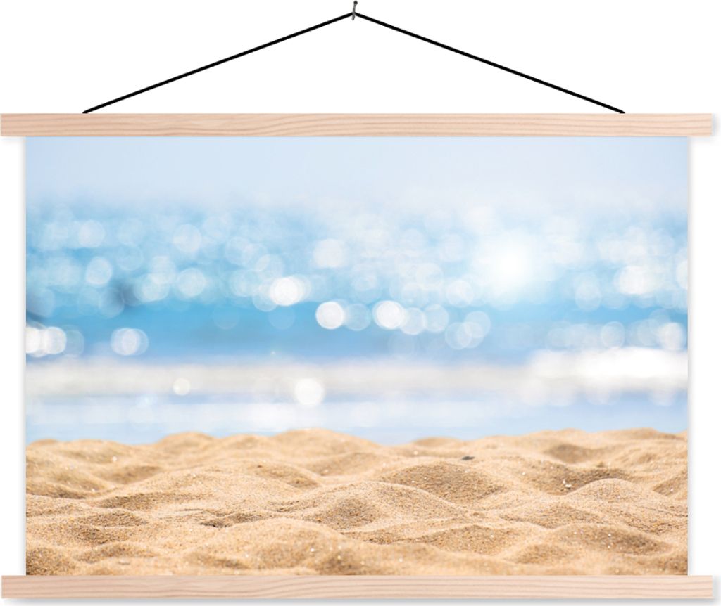 MuchoWow Textilposter Strand - Meer - Sand 60x40 cm mit holzfarbenen Rahmen - Bilder