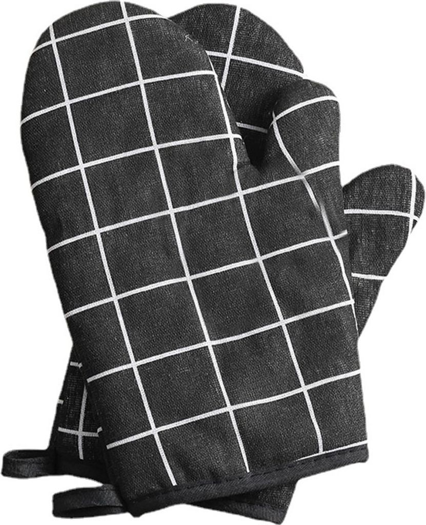 2-teiliges Set Ofenhandschuhe Aus Baumwolle, Hitzebeständig, Flexibel, Rutschfest, Mit Weichem, Gestepptem Futter Für Topflappen, Grillen, Grille...