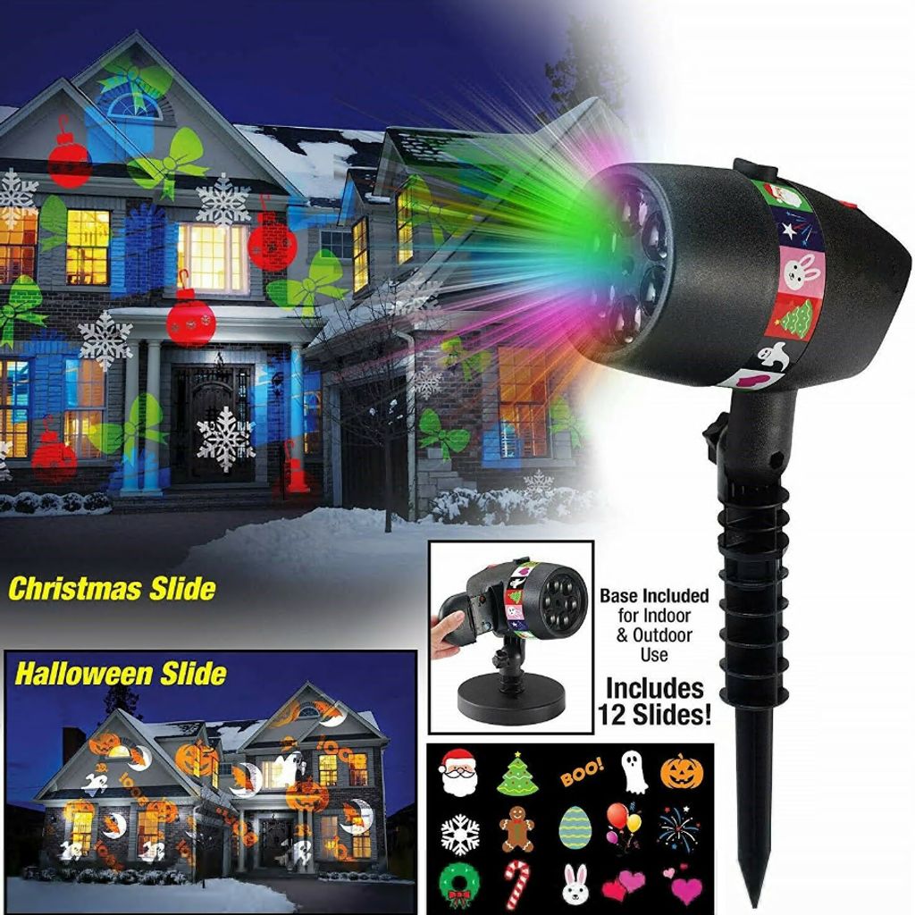 2 Funktionen Weihnacht LED Laser Licht Projektor aus Kunststoff mit 4 Motiven