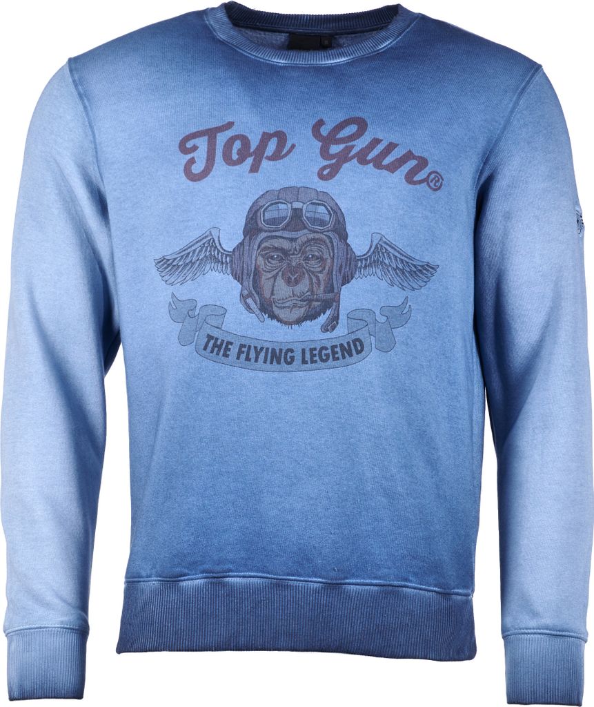Top Gun Sweatshirt Smoking Monkey TG20191034 Herren blue S