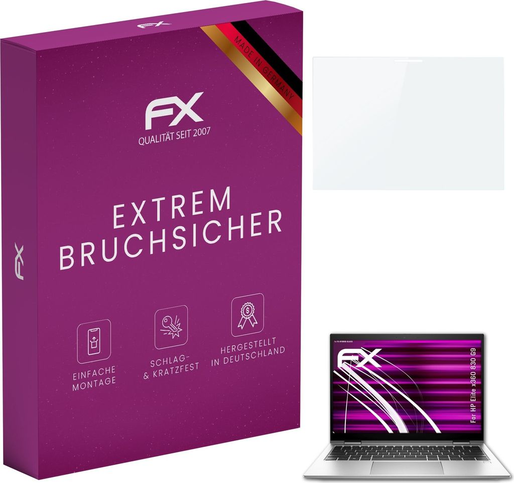 atFoliX FX-Hybrid-Glass Displayfolie kompatibel mit HP Elite x360 830 G9 Glasfolie