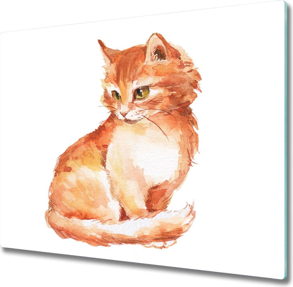 Glas Herdabdeckplatte 60x52 cm Spritzschutz Glasabdeckplatte Schneidebrett Rote Katze