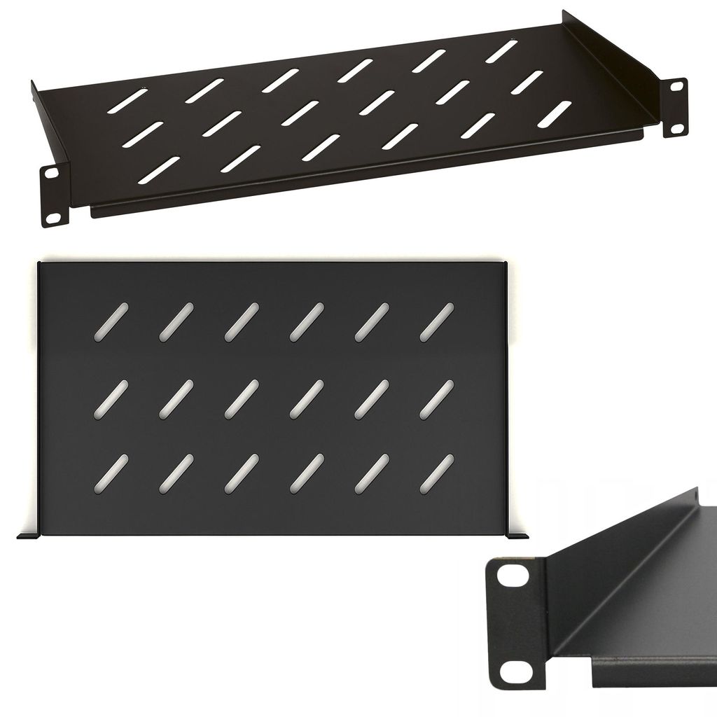Extralink 1HE 1U 350mm Schwarz 19" Fachboden für Wandschränke Netzwerkschränke Serverschränke