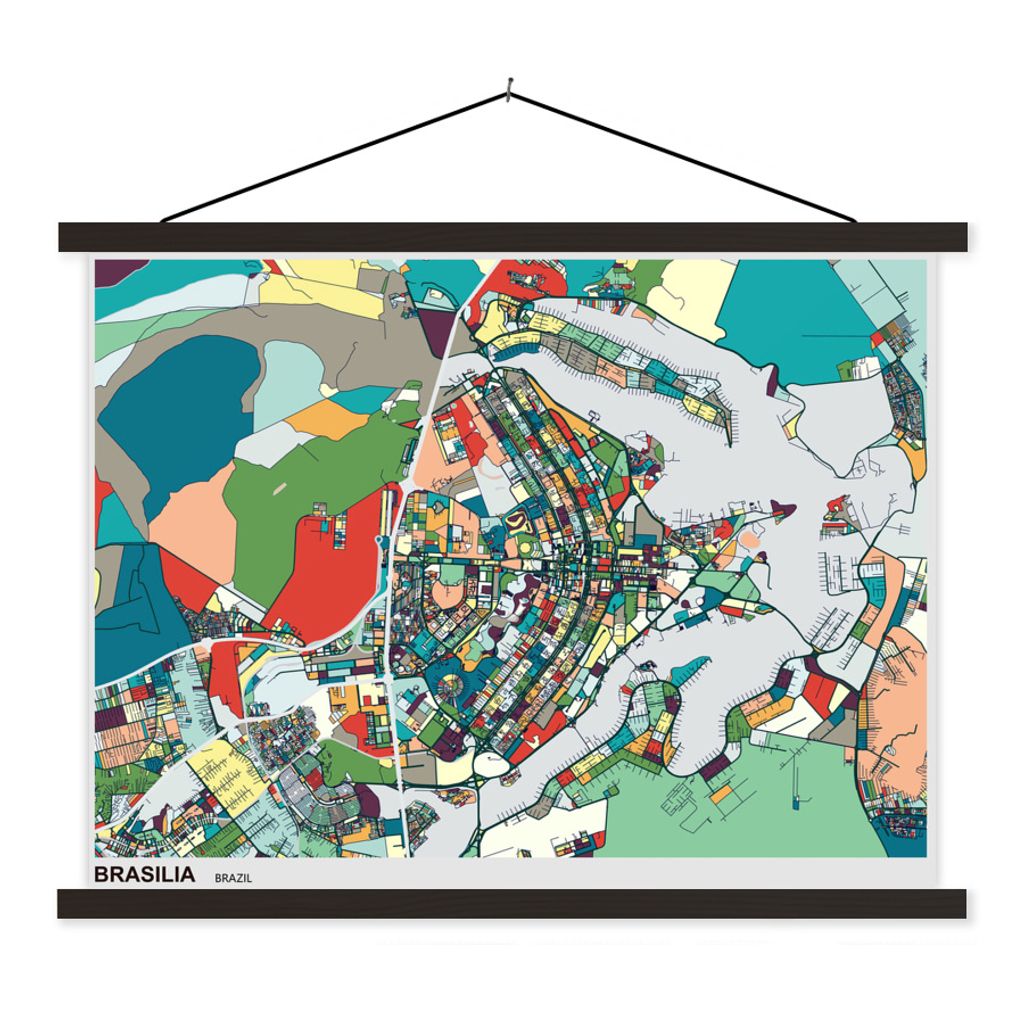 MuchoWow Textilposter Karte - Europa - Farben 120x90 cm mit schwarzem Rahmen - Aufhänger für Poster