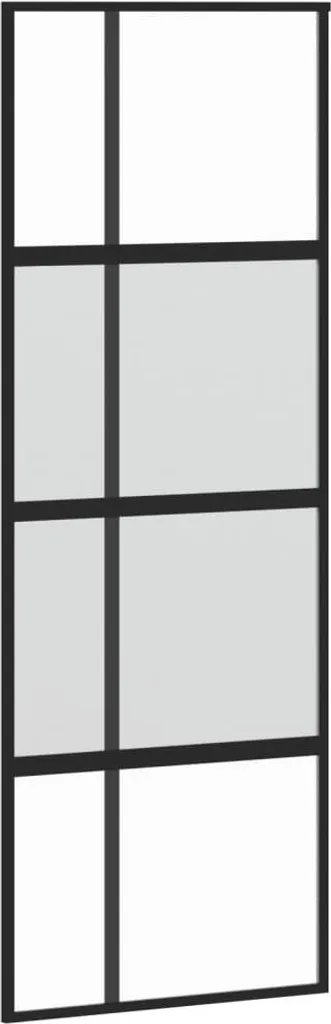 vidaXL Porte coulissante noire 76x205 cm en verre trempé et aluminium
