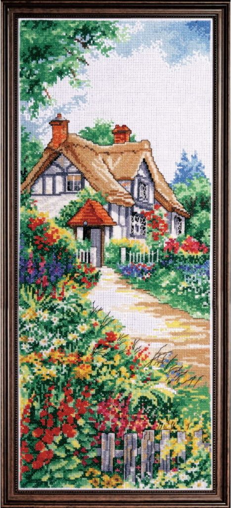 Kreuzstich-Set „Reetgedeckte Hütte“, 20 x 51 cm
