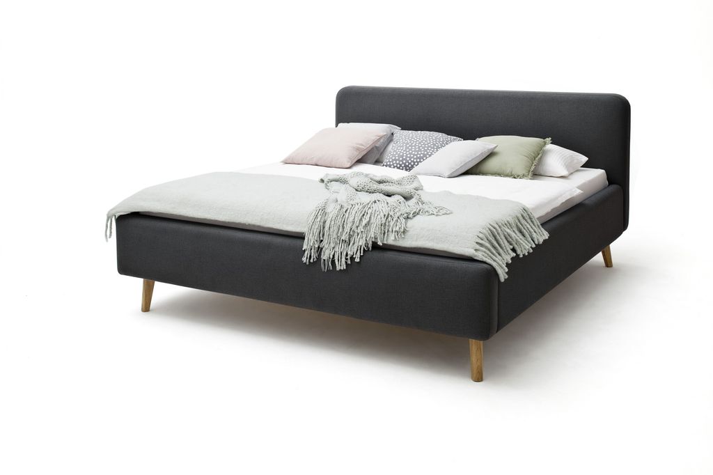 Meise Möbel Polsterbett Mattis - Größen und Farbe wählbar, Größe:180x200 cm, Stoffe:Stoff anthrazit