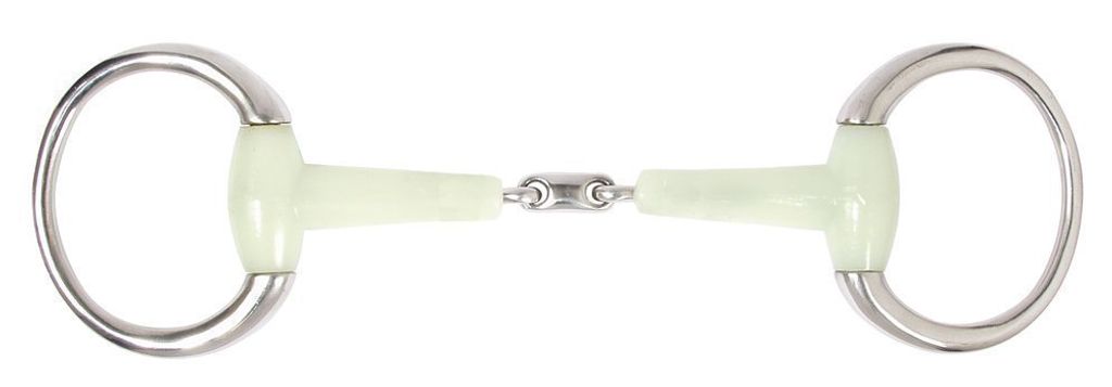 Doppelt gebrochenes Kunststoff-Olivenkopfgebiss mit Fruchtgeschma weiß, 15,5 cm