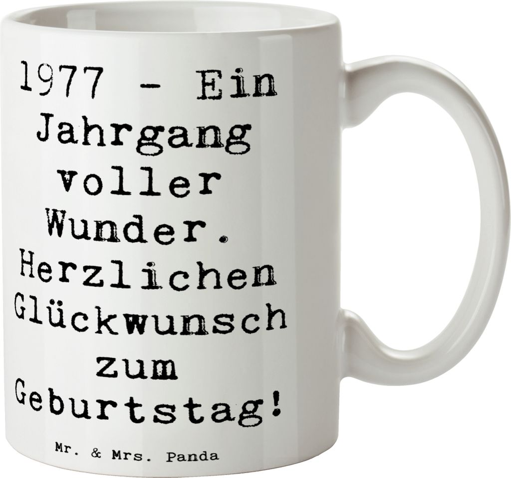 Mr. & Mrs. Panda Keramiktasse Spruch 1977 Geburtstag Wunder - Weiß - Geschenk, Nostalgie, Geburtstagskind, Happy Birthday, Tasse, Kaffeebecher, Te...