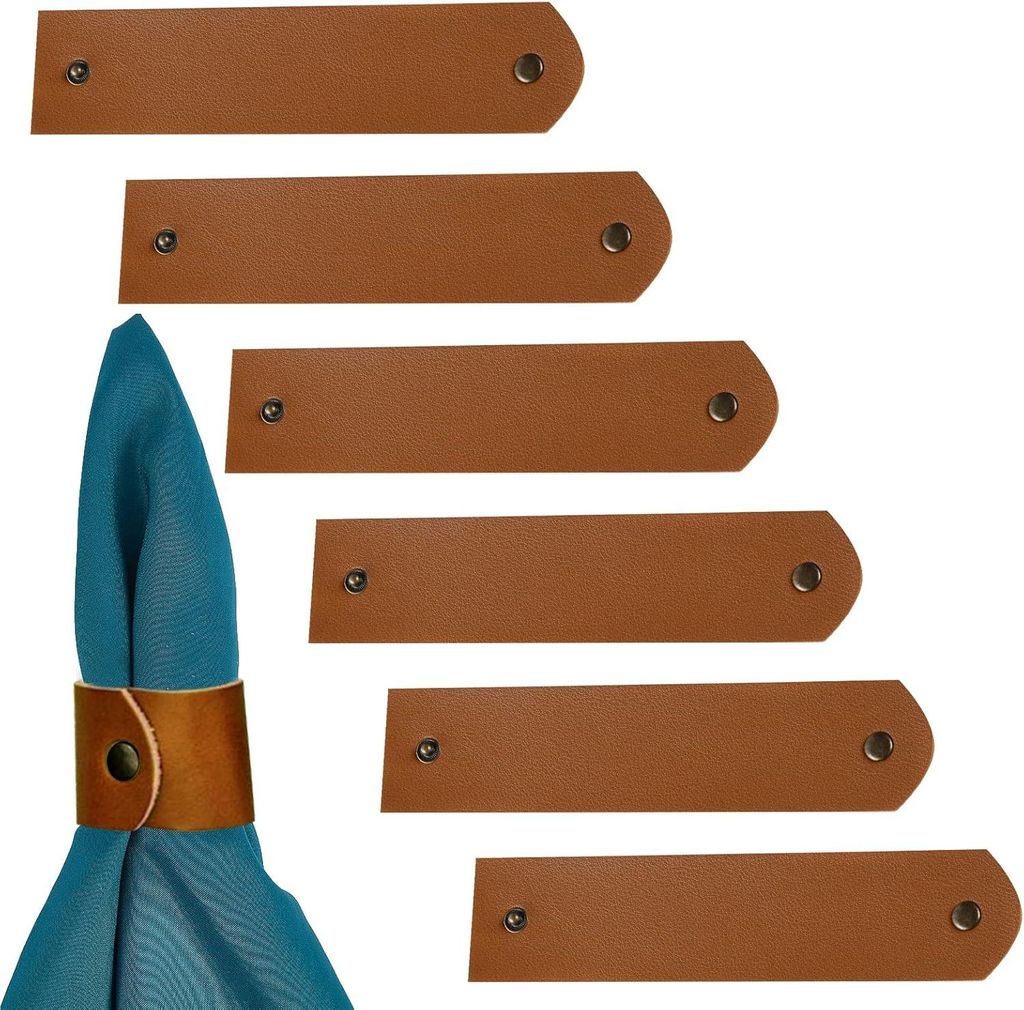 6 Stück Leder Serviettenring Set - Rustikale Braune Serviettenringe - Serviettenhalter für Weihnachten - Valentinstag - Hochzeit - Geburtstag - D...