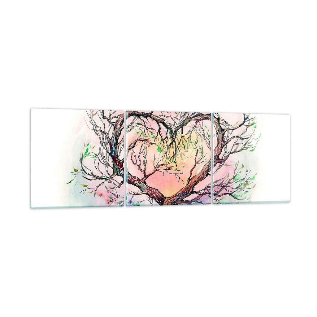 Bilder auf glas - Baum Herz Natur Bild - 150x50cm - Glasbilder - Wandbilder - Kunstdruck - zum Aufhängen bereit - Wanddekoration aus Glas - Glas B...