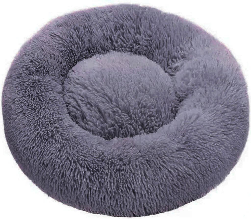 Beruhigendes Hundebett, Anti-Angst-Donut, rundes Haustierbett, flauschiges Kunstfell, gemütliches Kuschelbett, Plüsch-Welpenkissen, Bett für kle...